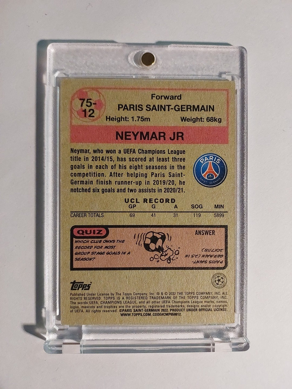 Topps UCC 2021-22 Neymar Jr Paris Saint-Germain Parallel Insert Ultra Rare Hit – Bild 2