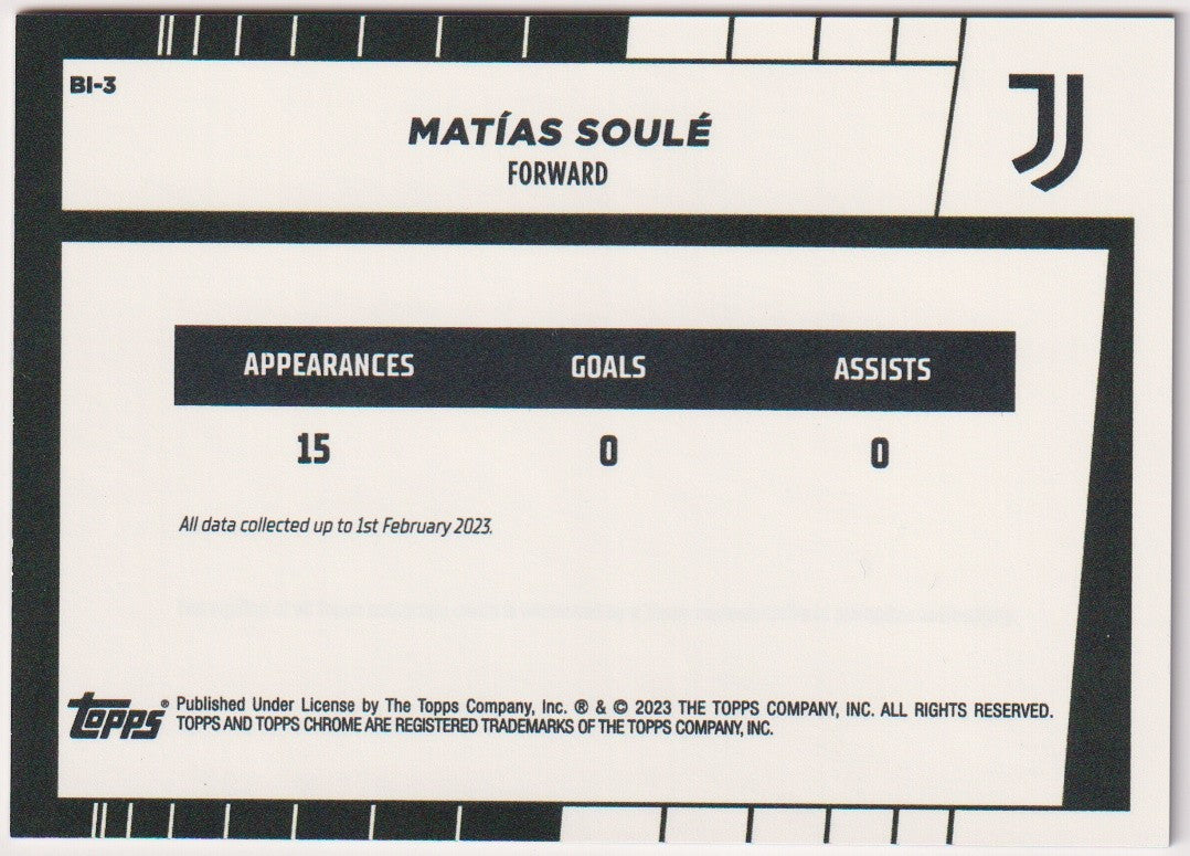 Topps Chrome 2022-23 Matías Soulé Rookie Juventus Parallel Refractor Rare – Bild 2