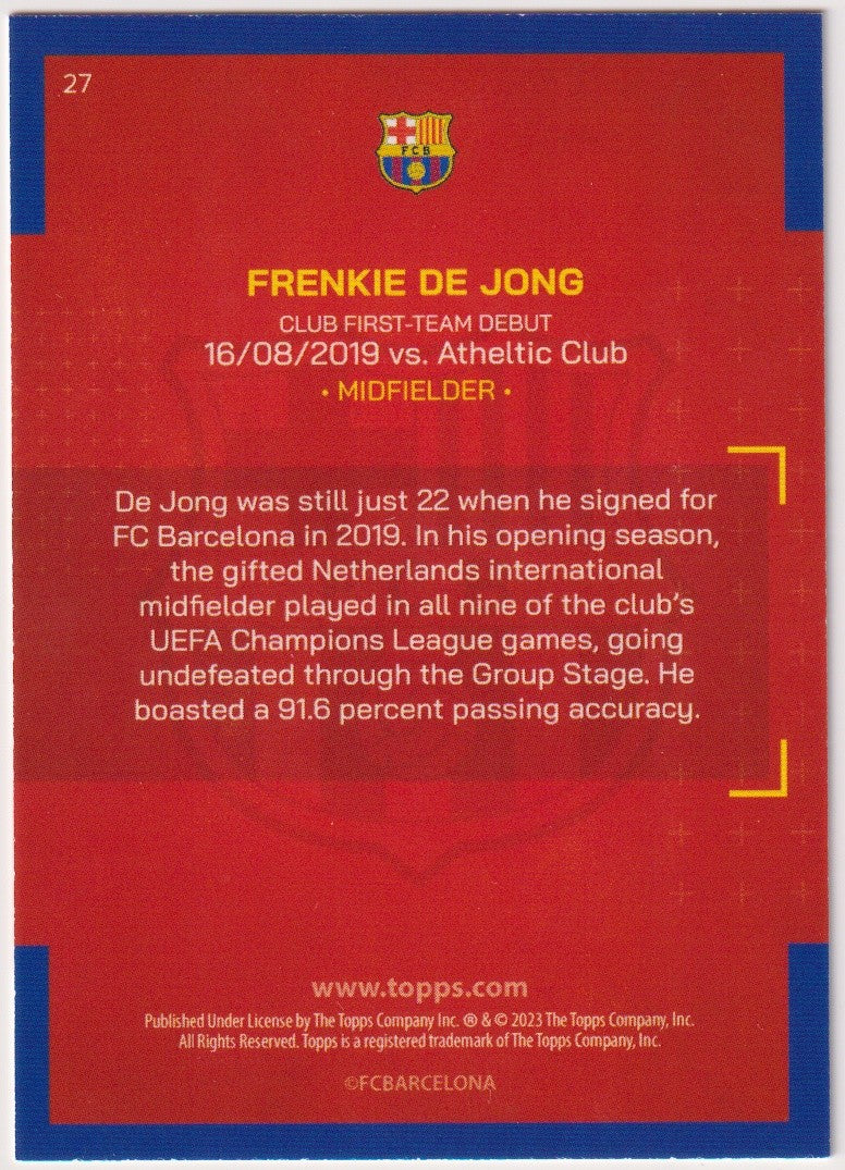 Topps 2018-19 Frenkie de Jong FC Barcelona Parallel Rare Nr. 27 – Bild 2