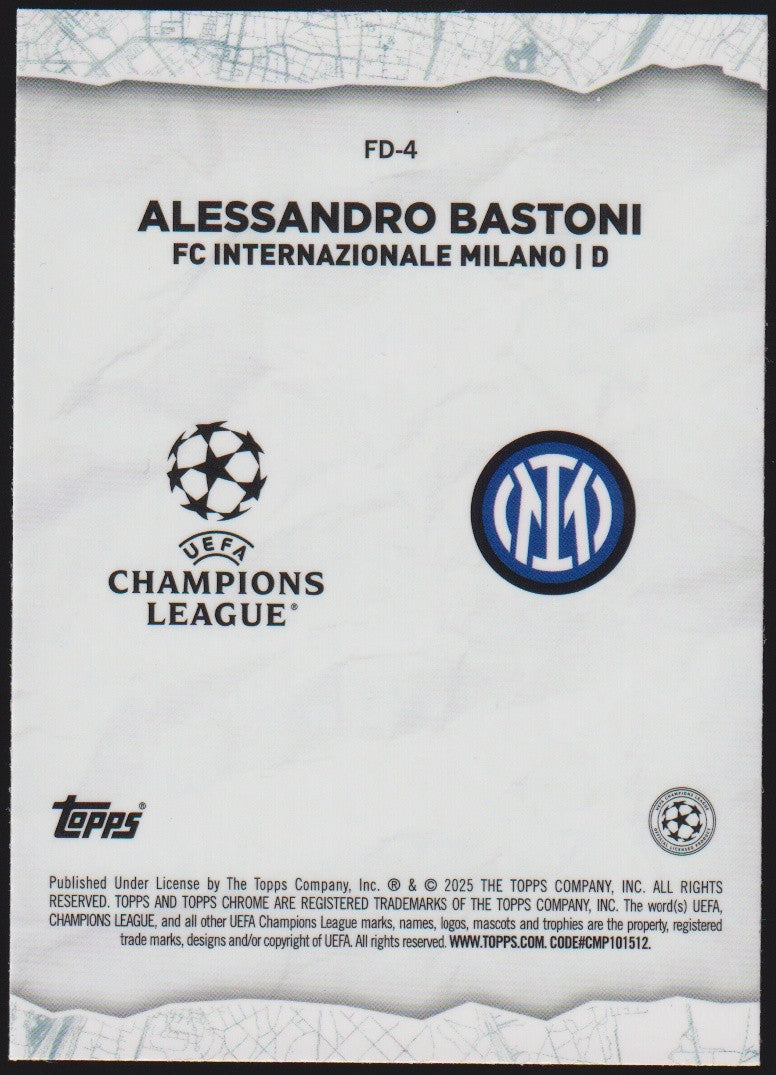 Topps Chrome 2024-25 Alessandro Bastoni FC Internazionale Milano Parallel – Bild 2