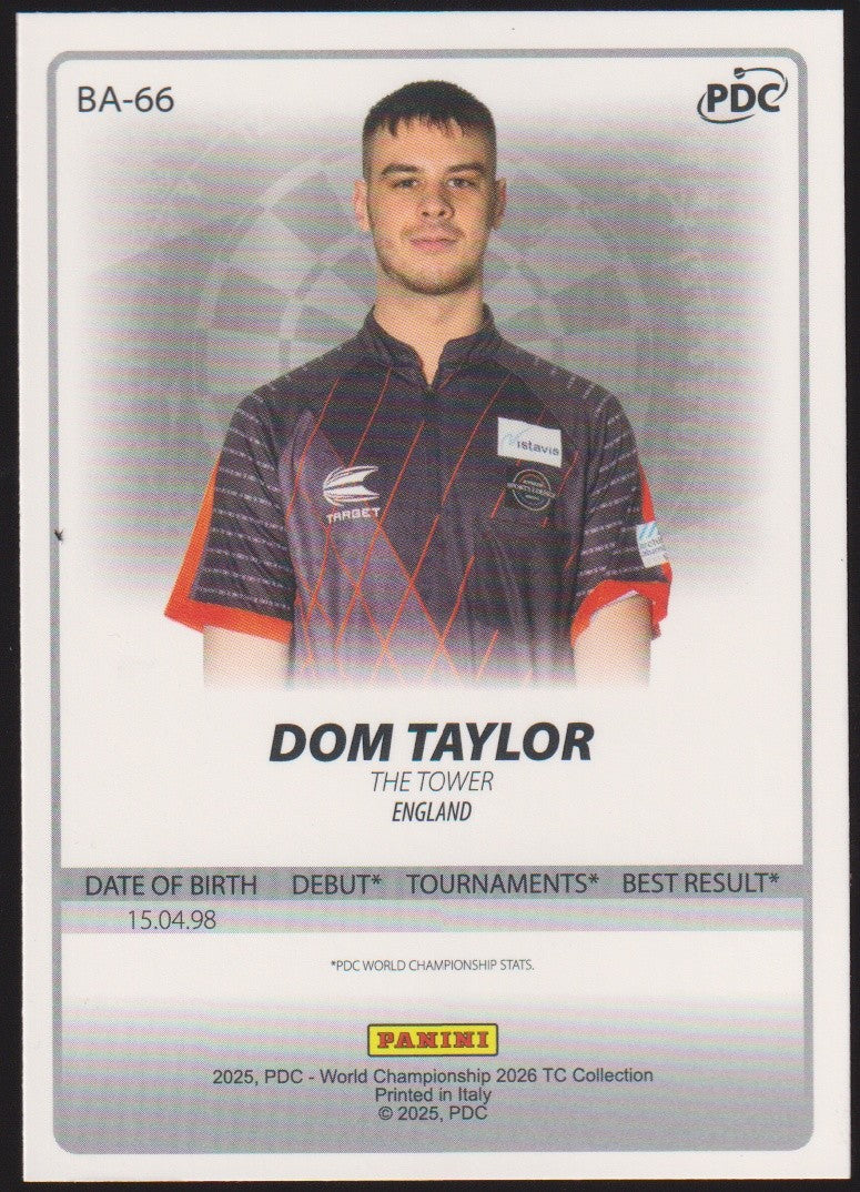 Panini PDC World Championship 2026 Dom Taylor Refractor Parallel – Bild 2