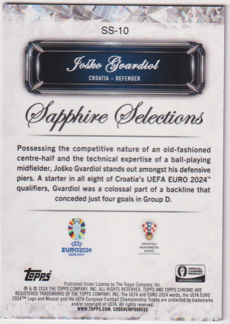 Topps Uefa Euro 2024 Josko Gvardiol Kroatien Blue Parallel Refractor – Bild 2