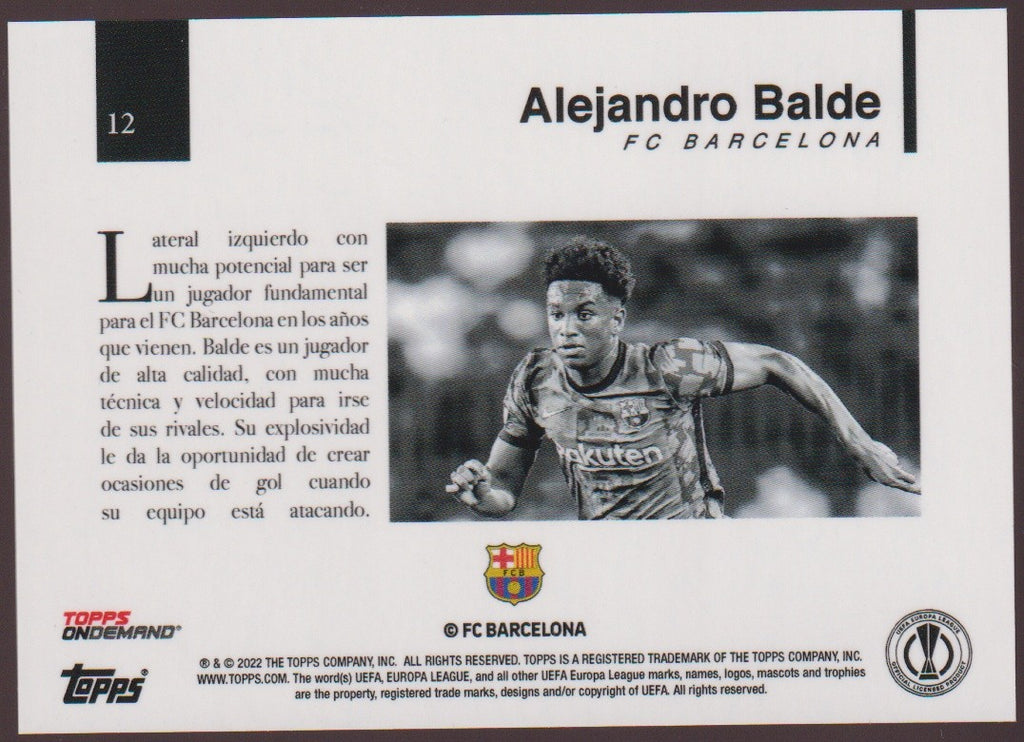 Topps UEFA Europa League 2021-22 Alejandro Balde Rookie FC Barcelona Parallel – Bild 2