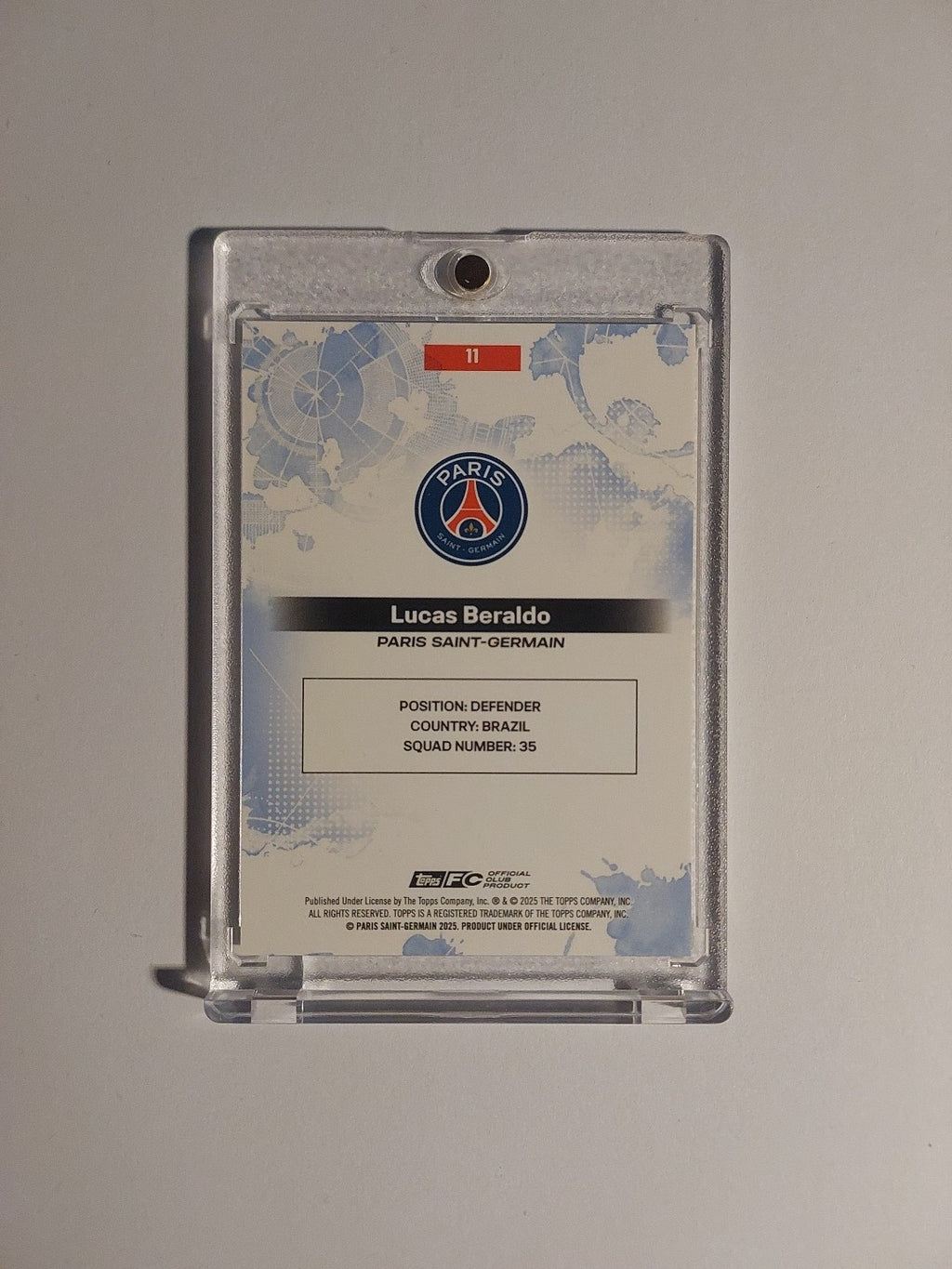 Topps Premium Paris Saint-Germain 2025-26 Lucas Beraldo Parallel 25/50 Rare Hit – Bild 2