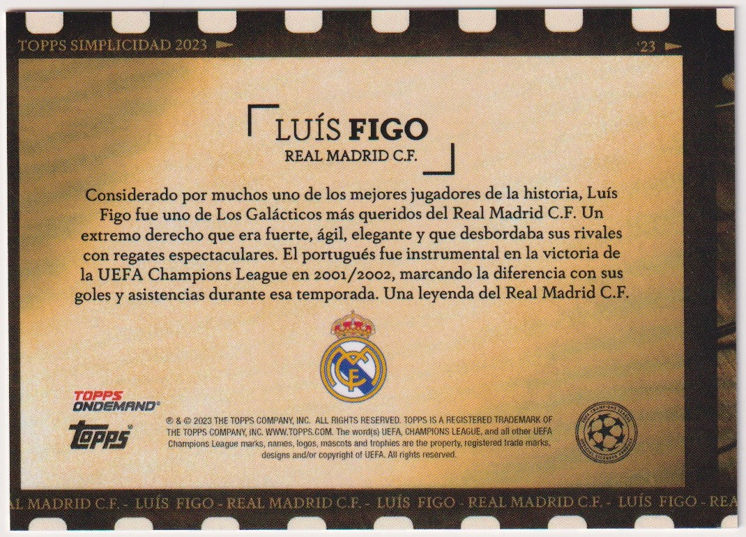 Topps Champions 2022-23 Luis Figo Real Madrid C.F. Simplicidad 2023 Parallel – Bild 2