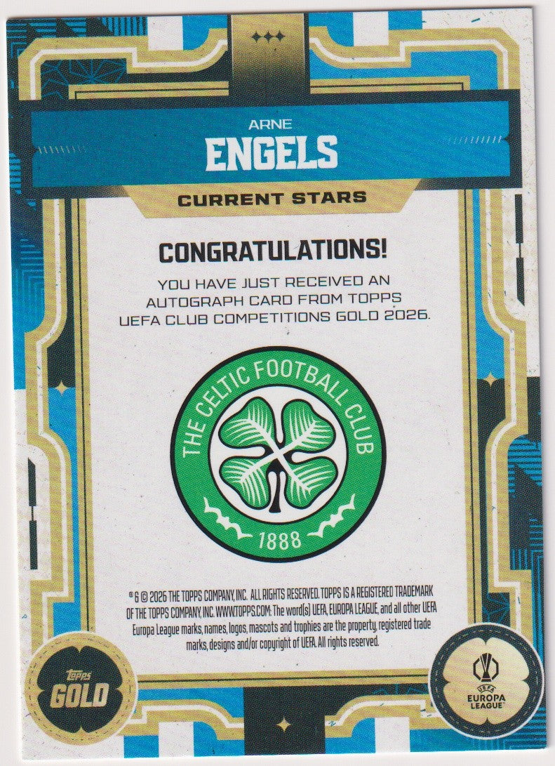 Topps 2025-26 Arne Engels Auto Celtic Football Club Parallel 12/99 Refractor – Bild 2