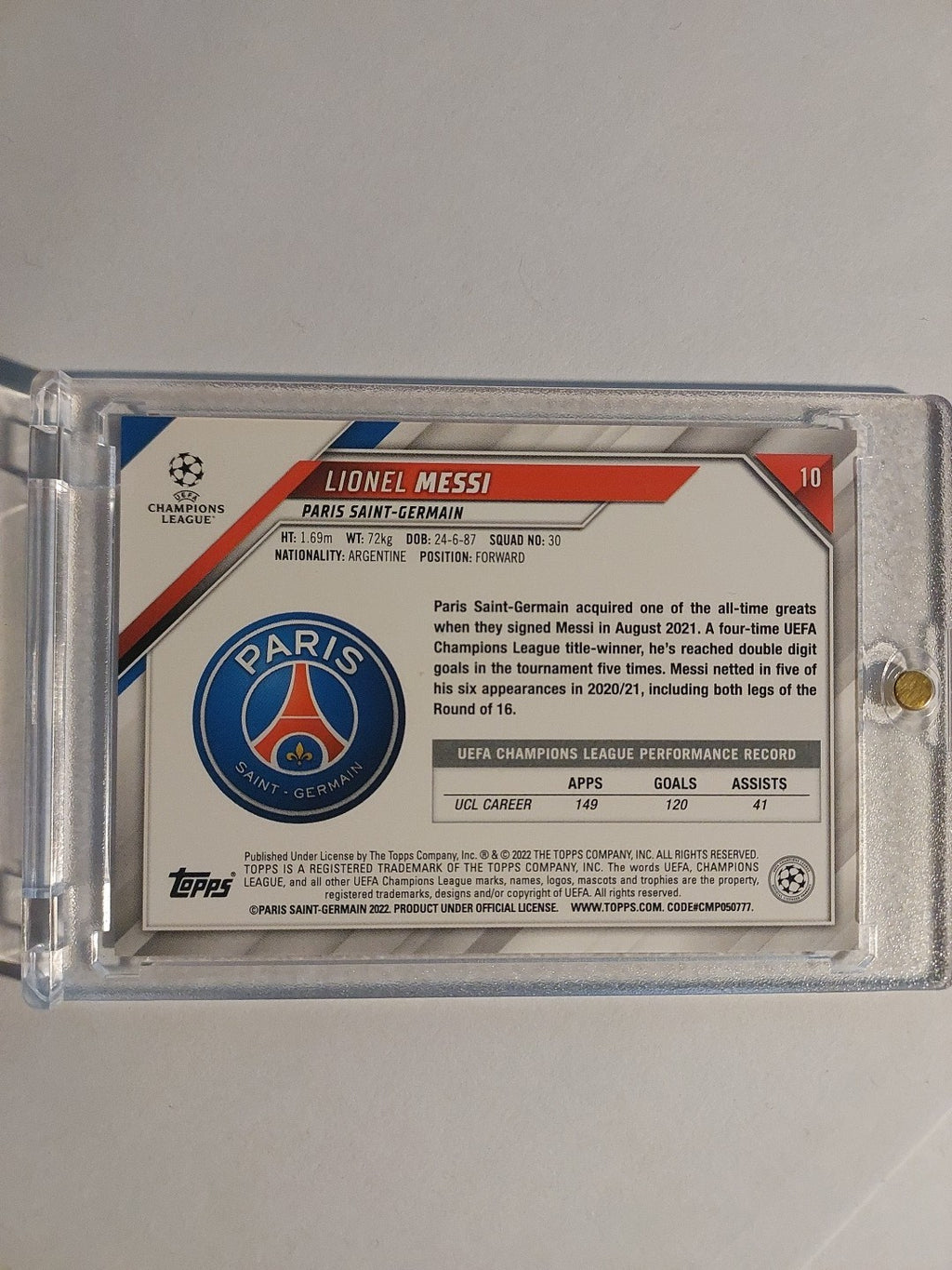 Topps UCC 2021-22 Lionel Messi Paris Saint-Germain Parallel Rare Base Hit – Bild 2