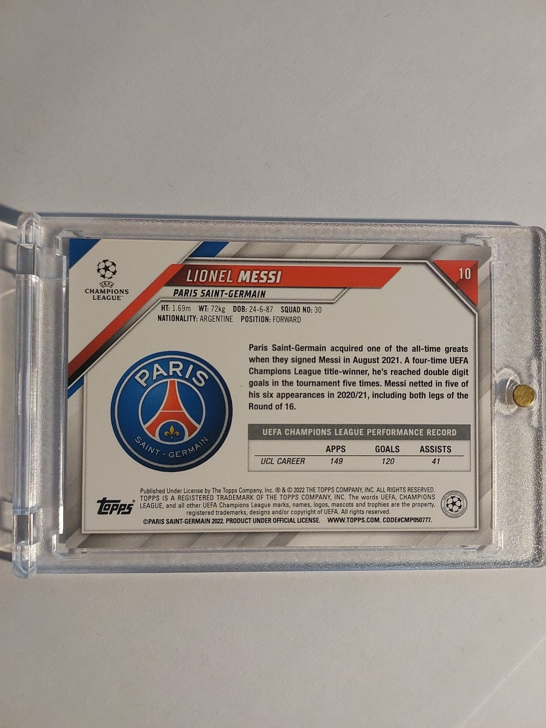 Topps UCC 2021-22 Lionel Messi Paris Saint-Germain Parallel Rare Base Hit – Bild 2