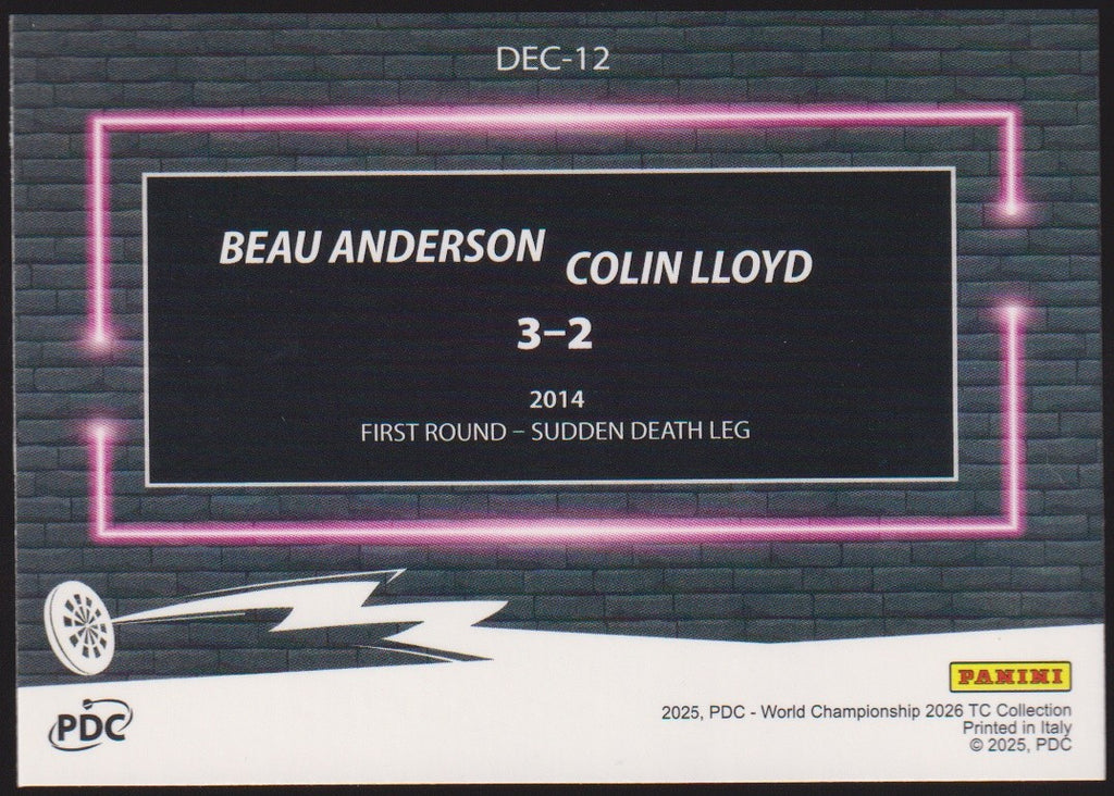 Panini PDC World Championship Beau Anderson & Colin Lloyd Refractor Parallel – Bild 2