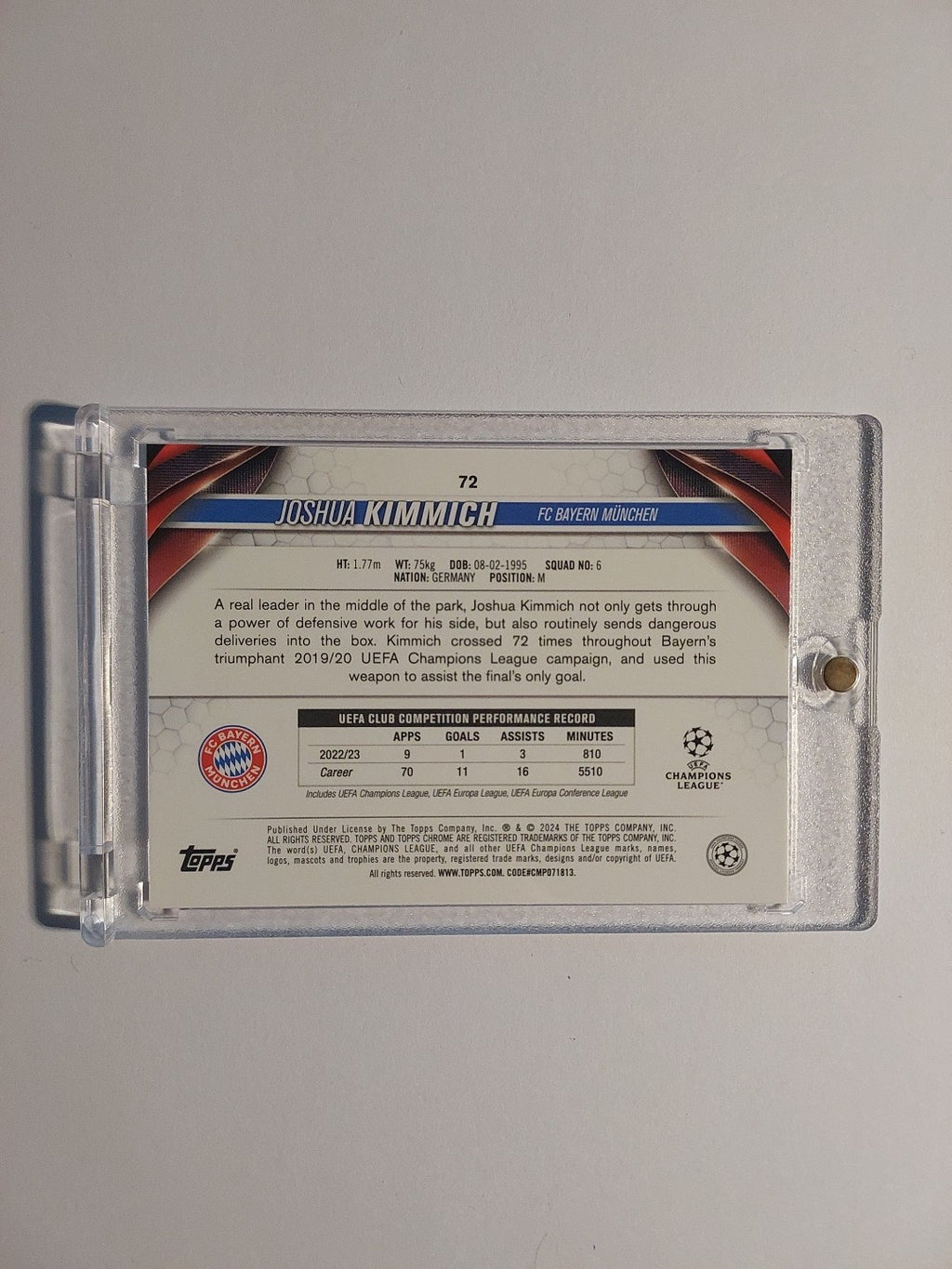 Topps Chrome Bundesliga 2023-24 Joshua Kimmich Bayern München Parallel 38/250 – Bild 2