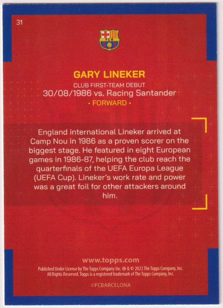 Topps Standard 2022-23 Gary Lineker FC Barcelona Parallel Rare Nr. 31 – Bild 2