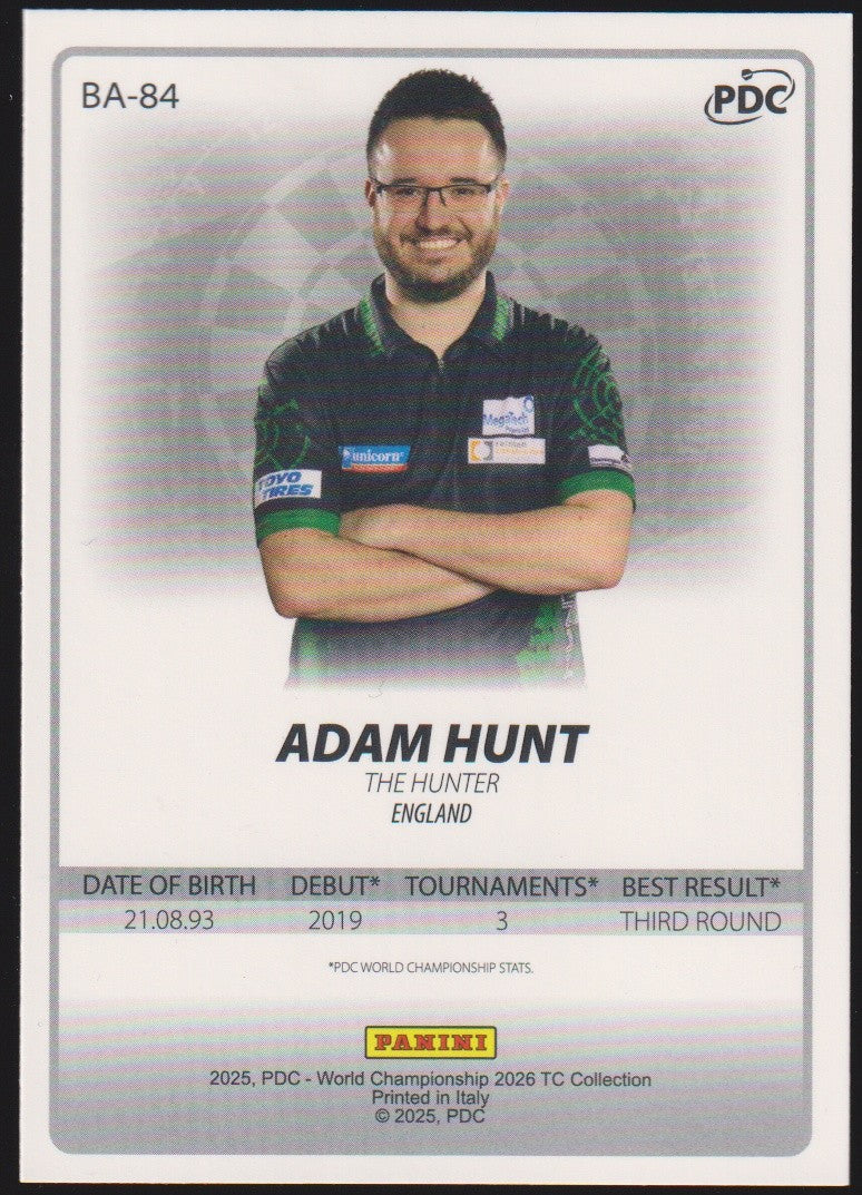 Panini PDC World Championship 2026 Adam Hunt "The Hunter" Refractor Parallel – Bild 2