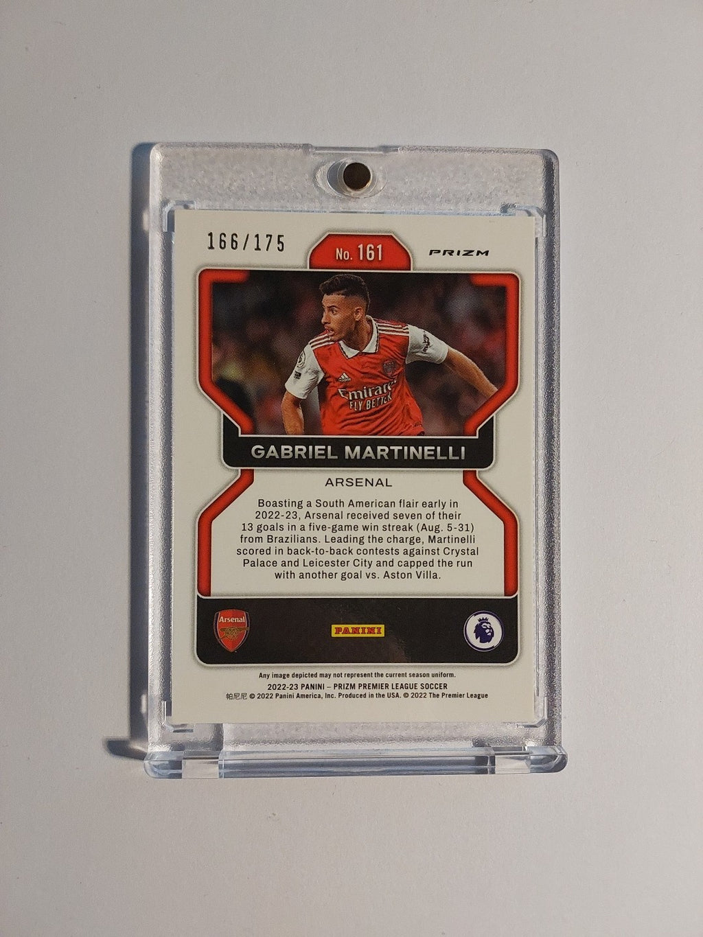 Panini Prizm 2022-23 Gabriel Martinelli Arsenal Parallel 166/175 Refractor Rare – Bild 2