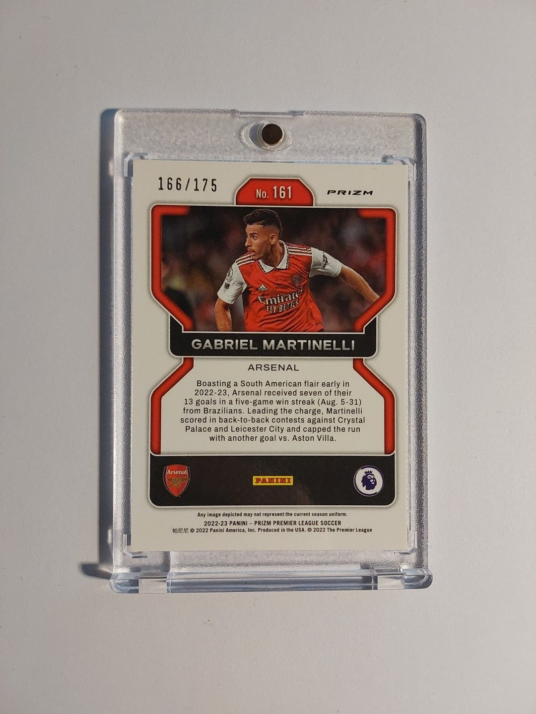 Panini Prizm 2022-23 Gabriel Martinelli Arsenal Parallel 166/175 Refractor Rare – Bild 2