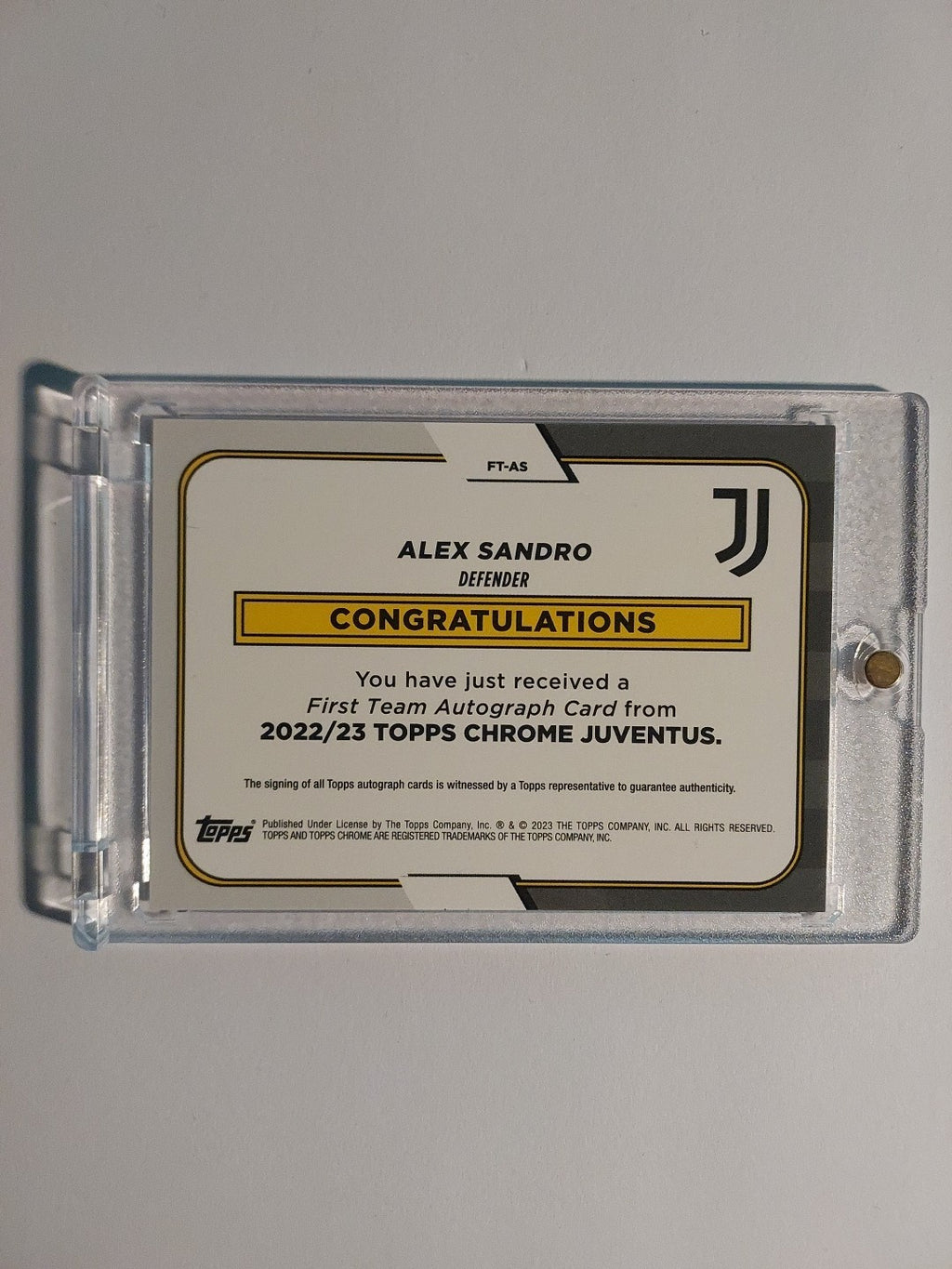 Topps Juventus Turin Chrome 2022-23 Alex Sandro Auto Parallel Refractor Rare Hit – Bild 2