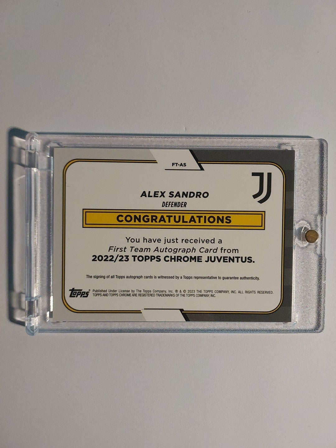 Topps Juventus Turin Chrome 2022-23 Alex Sandro Auto Parallel Refractor Rare Hit – Bild 2