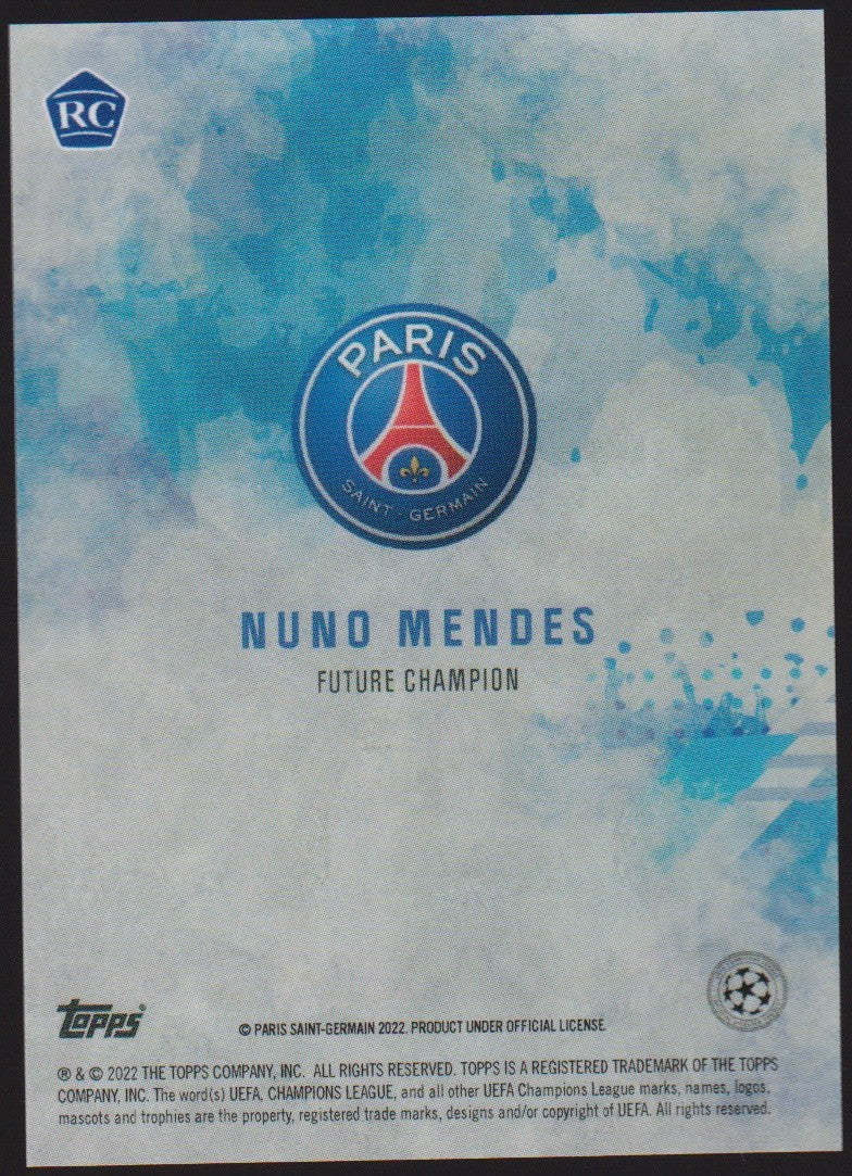Topps RC 2021-22 Nuno Mendes Rookie Paris Saint-Germain Future Champion Parallel – Bild 2