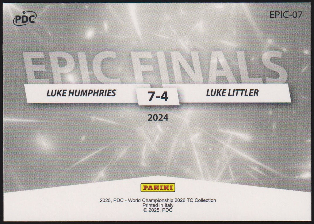Panini PDC Championship 2026 Luke Humphries & Luke Littler Refractor Parallel – Bild 2