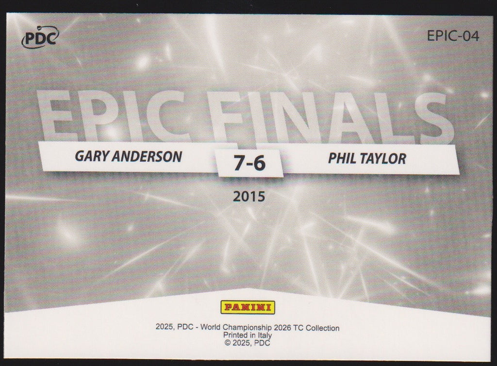 Panini PDC Championship 2026 Gary Anderson & Phil Taylor Refractor Parallel – Bild 2