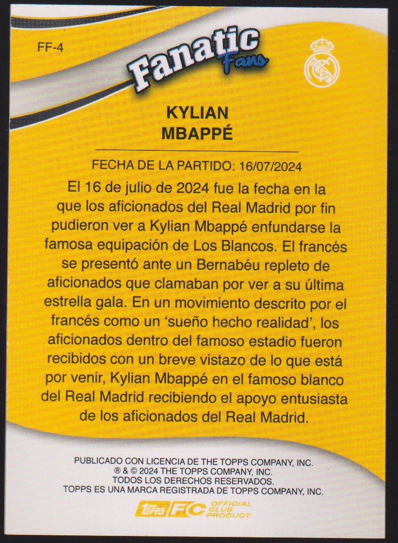 Topps Fanatic Fans 2023-24 Kylian Mbappé Real Madrid C.F. - Parallel Rare – Bild 2