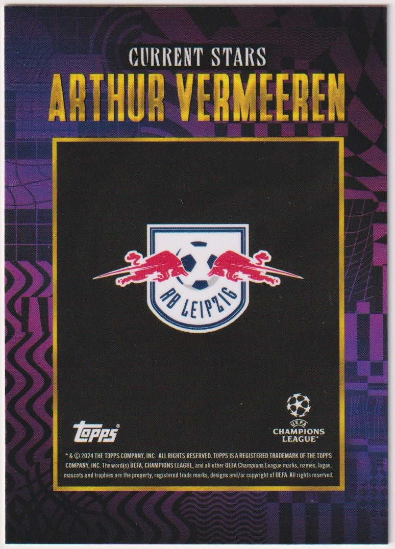 Topps Current 2023-24 Arthur Vermeeren RB Leipzig UEFA Champions League Parallel – Bild 2