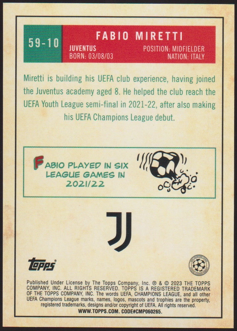 Topps 2021-22 Fabio Miretti Juventus Parallel Refractor – Bild 2