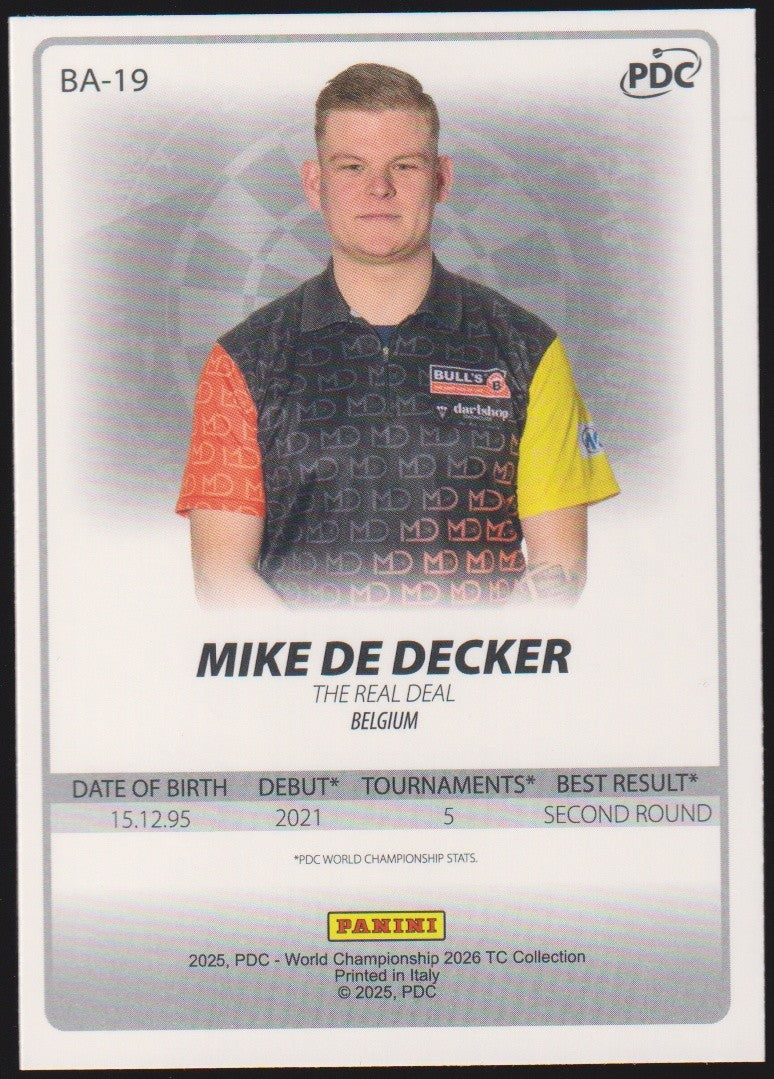 Panini PDC World Championship 2026 Mike De Decker Refractor Parallel – Bild 2