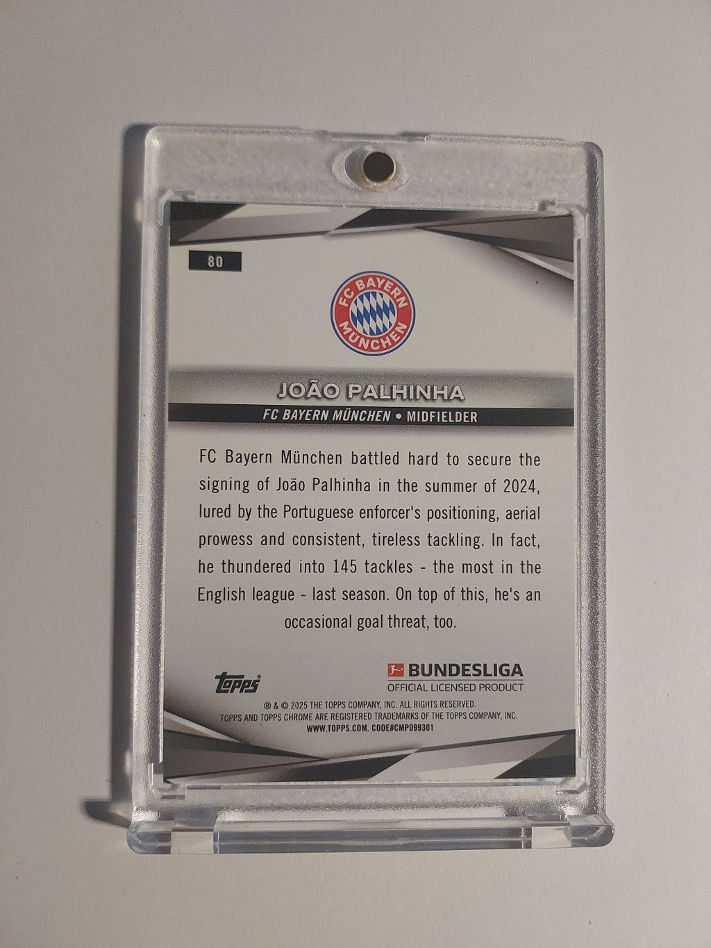 Topps Chrome 2024-25 Joao Palhinha Bayern Nummeriert 55/175 Parallel Refractor – Bild 2