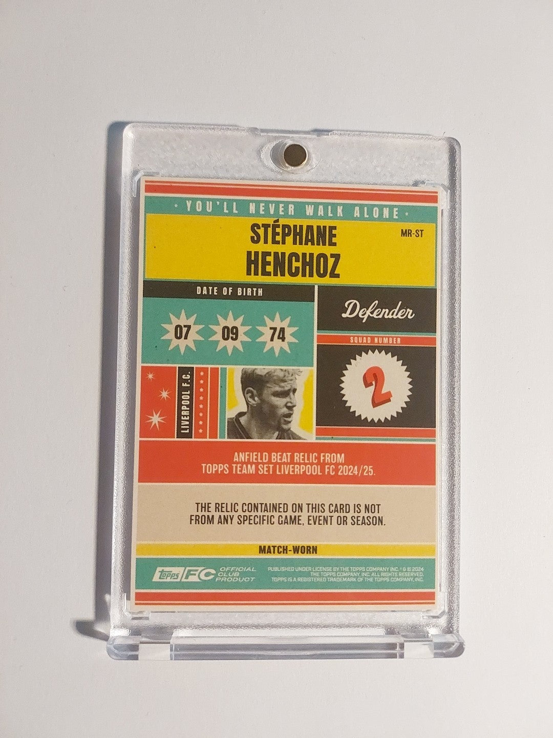Topps Liverpool Team Set 2024-25 Stephane Henchoz Patch Relic Numbered 208/250 – Bild 2