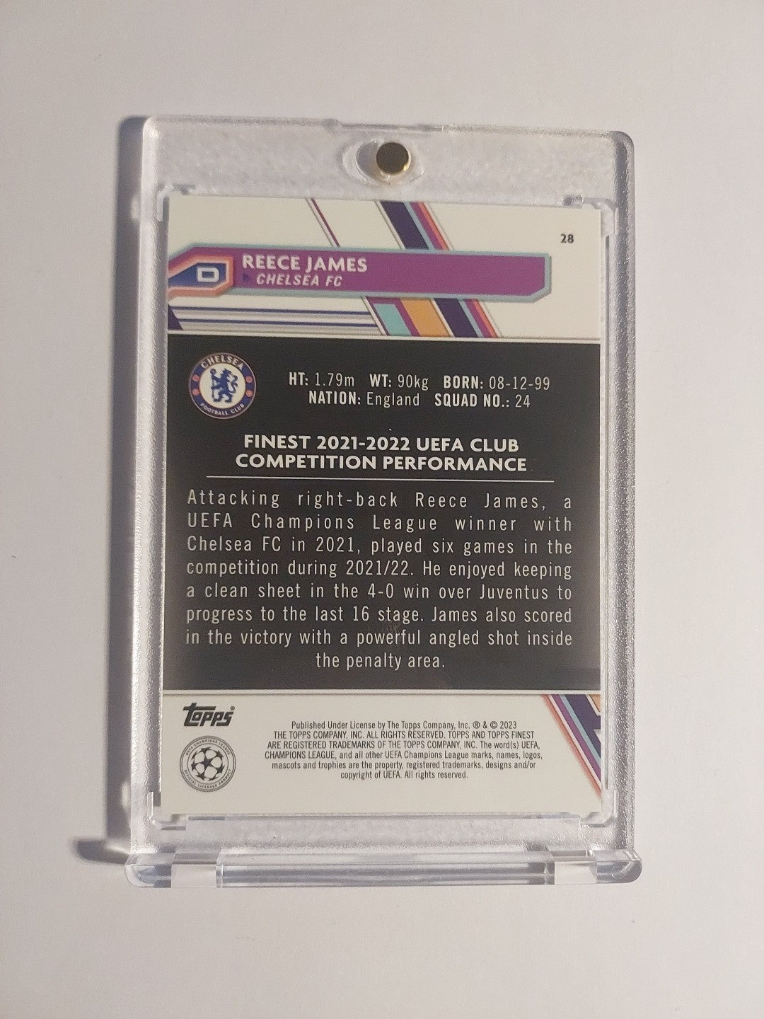 Topps UCC Finest 2022-23 Reece James Chelsea Numbered 18/99 Parallel Refractor – Bild 2