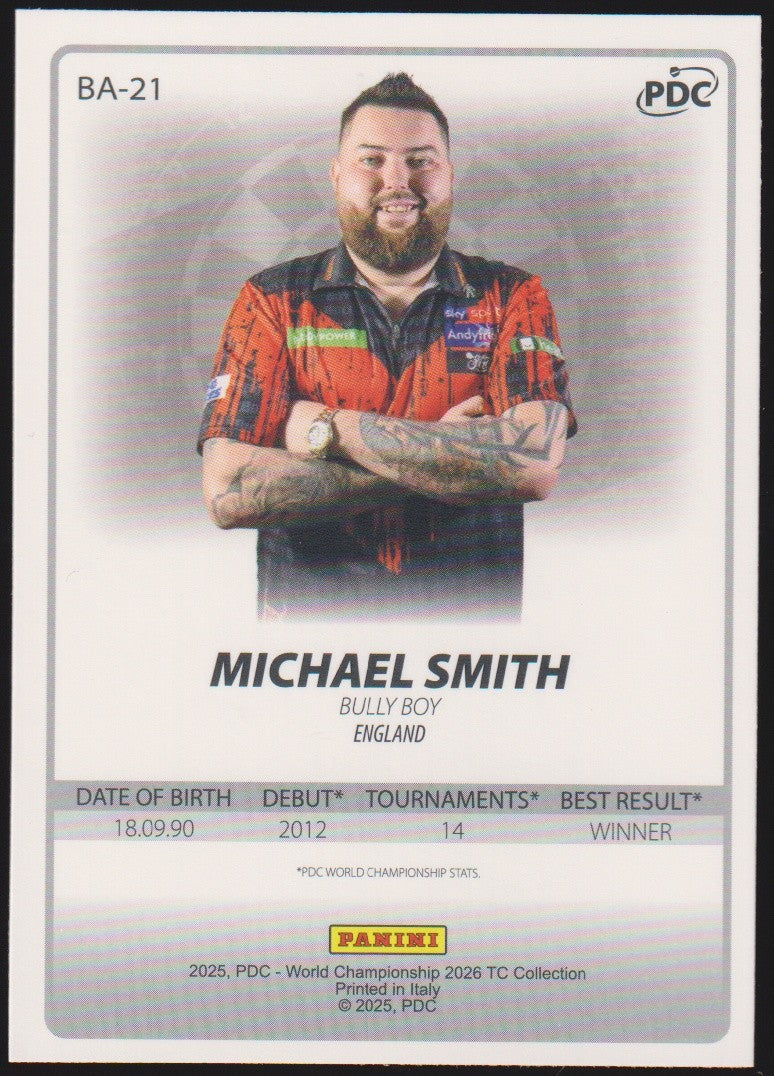 Panini PDC World Championship 2026 Michael Smith "Bully Boy" Refractor Parallel – Bild 2