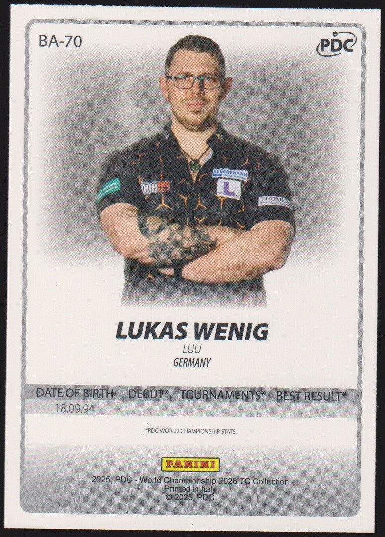 Panini 2025, PDC - World Championship 2026 Lukas Wenig "LUU" Refractor Parallel – Bild 2