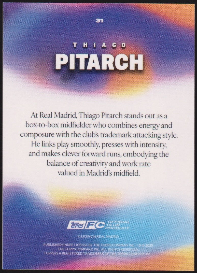 Topps UCC 2022-23 Thiago Pitarch Real Madrid Parallel Rookie Rare – Bild 2