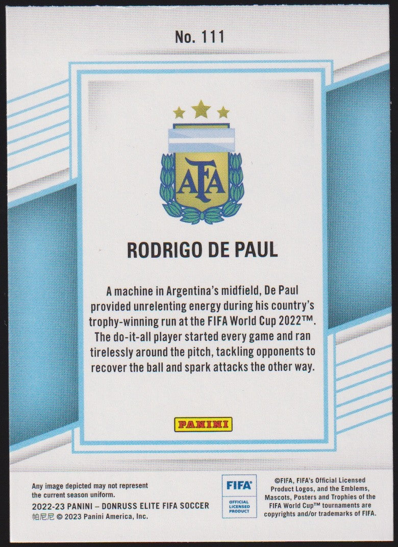 Panini DonRuss Elite FIFA Soccer 2022-23 Rodrigo De Paul Argentina Parallel Rare – Bild 2