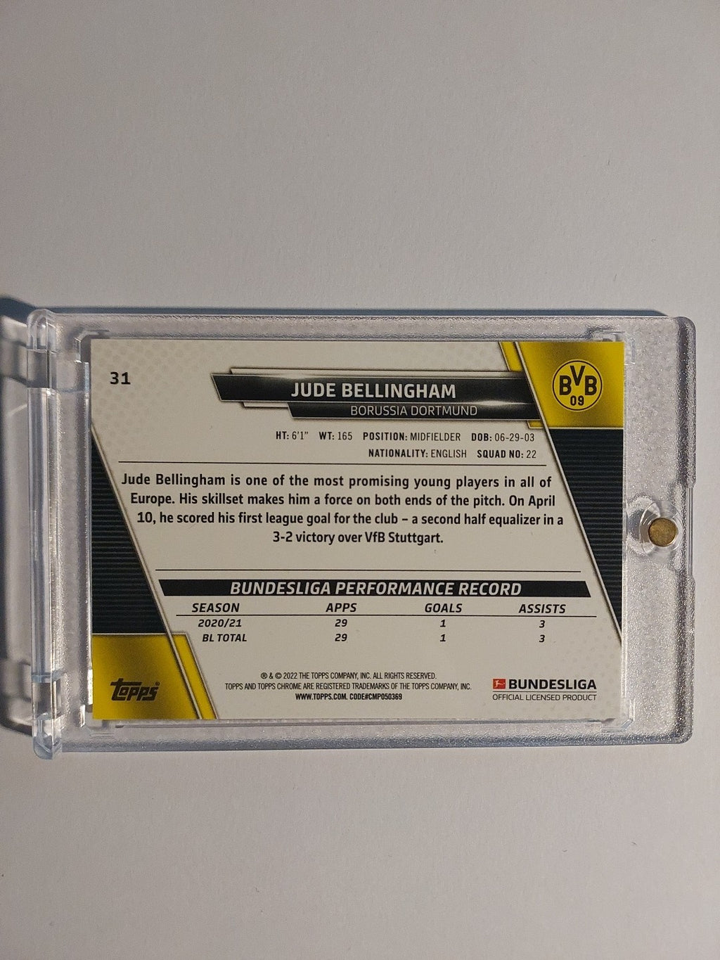 Topps Bundesliga 2021-22 Jude Bellingham Dortmund Parallel Ultra Rare Hit – Bild 2