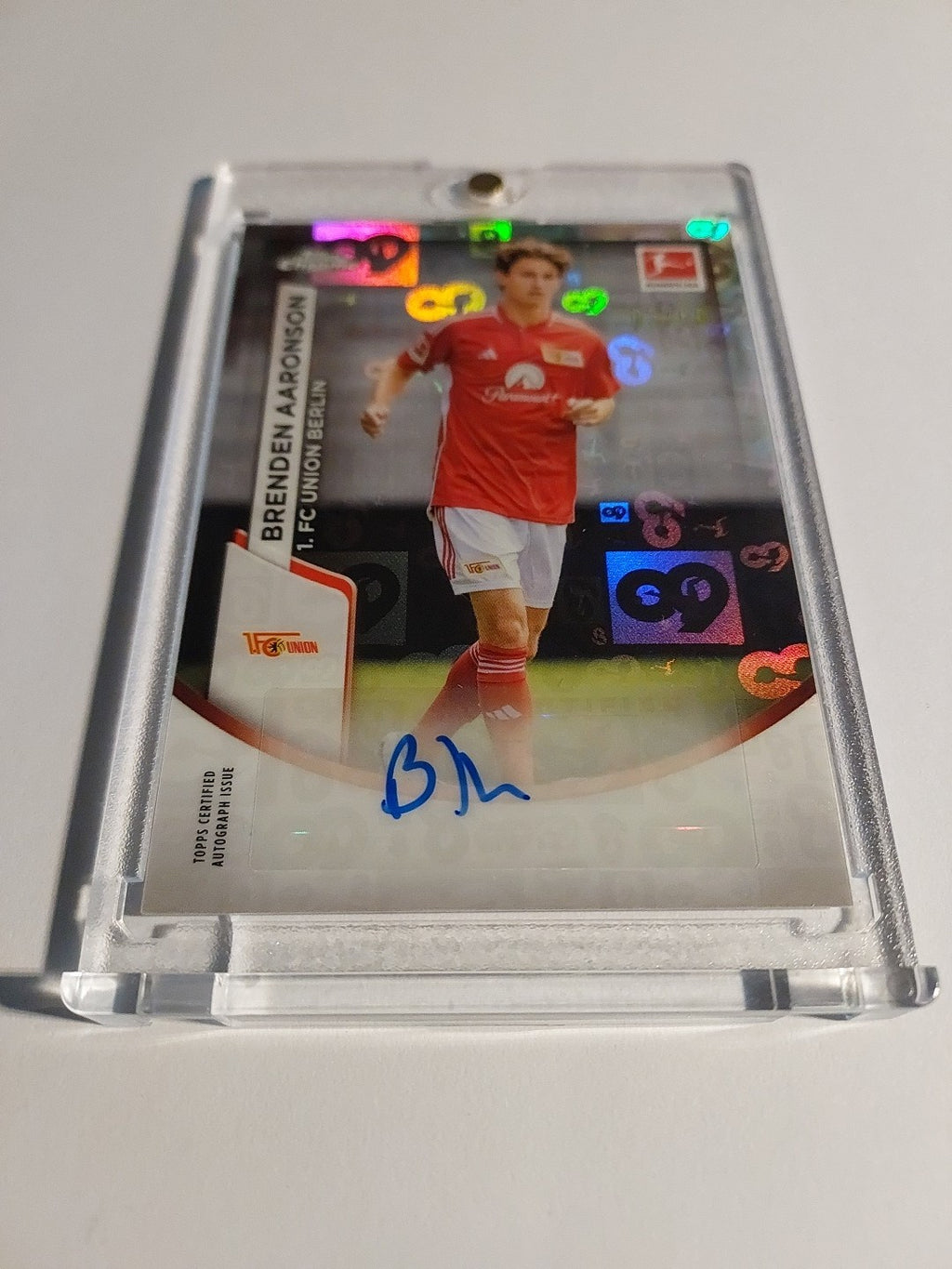 Topps Chrome Bundesliga 2023-24 Brenden Aaronson Auto Union Berlin Parallel 3/60 – Bild 2