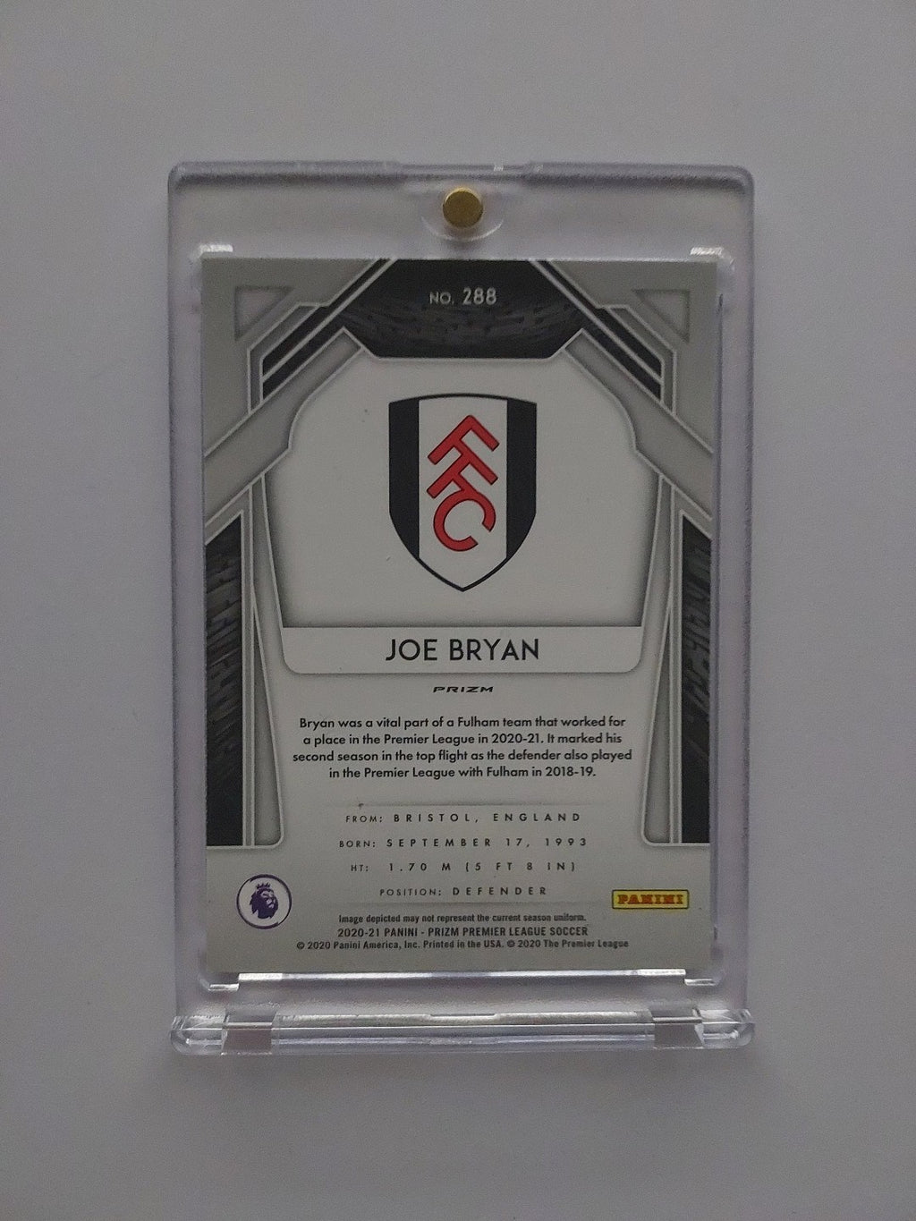Panini Blue Prizm 2020-21 Joe Bryan FC Fulham Limited Premiere League Parallel – Bild 2