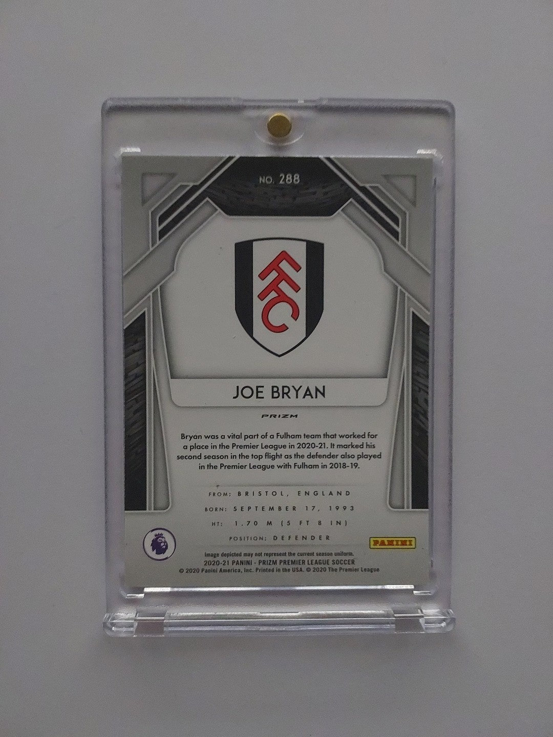 Panini Blue Prizm 2020-21 Joe Bryan FC Fulham Limited Premiere League Parallel – Bild 2