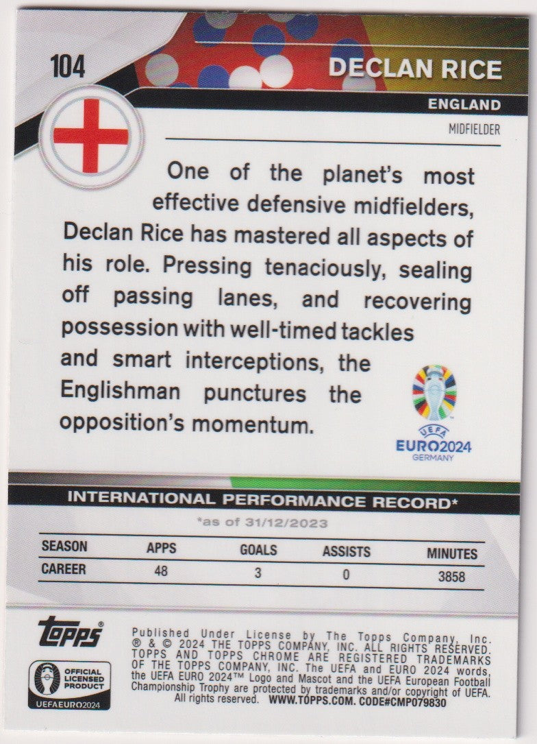 Topps Chrome 2023-24 Declan Rice England Parallel Rare – Bild 2