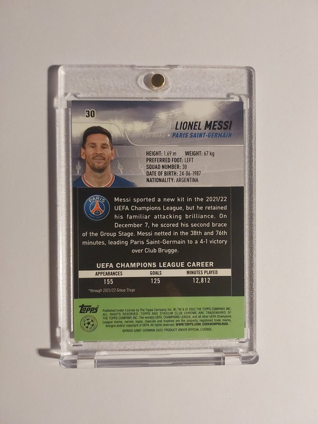 Tipp Stadium Club Chrome 2021-22 Lionel Messi Paris Saint-Germain Parallel Rare – Bild 2