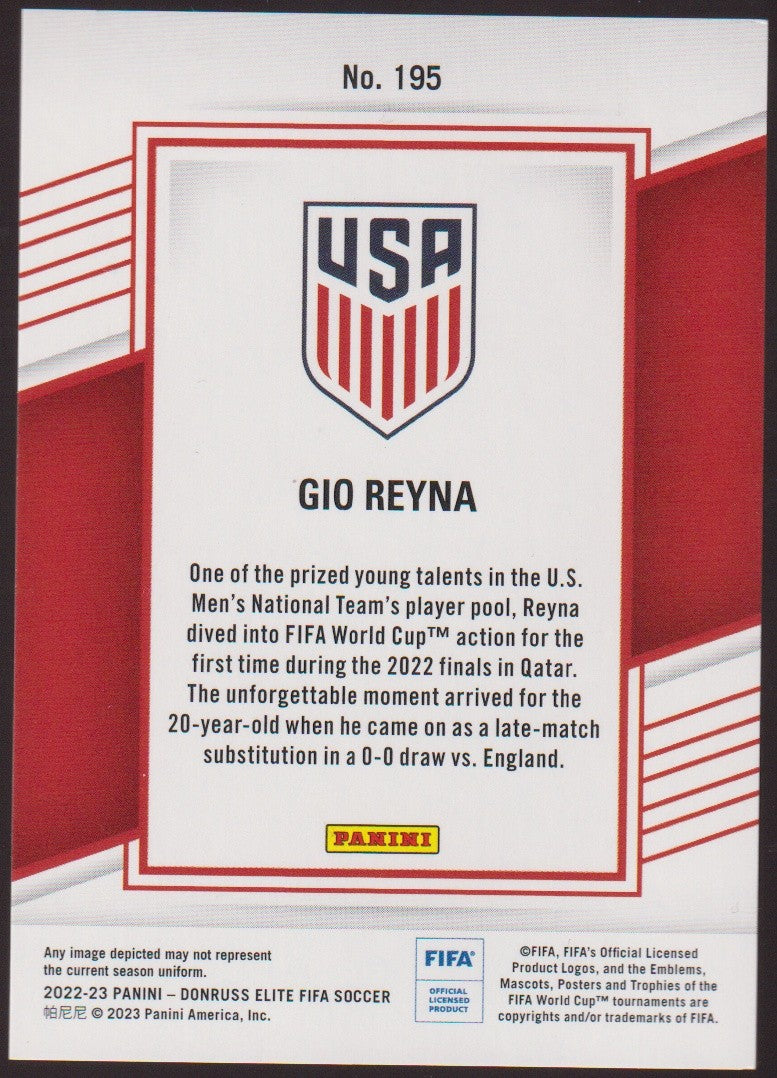 Panini Donruss Elite FIFA Soccer 2022-23 Gio Reyna United States Parallel – Bild 2
