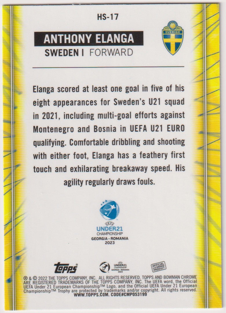 Topps Chrome Under21 Anthony Elanga Schweden Parallel Refractor Rare – Bild 2