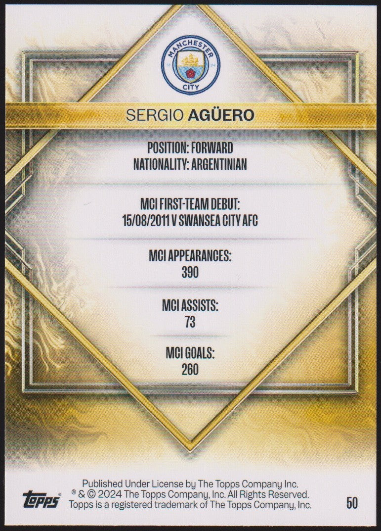 Topps 2023-24 Sergio Agüero Manchester City Parallel Rare Gold Drip – Bild 2