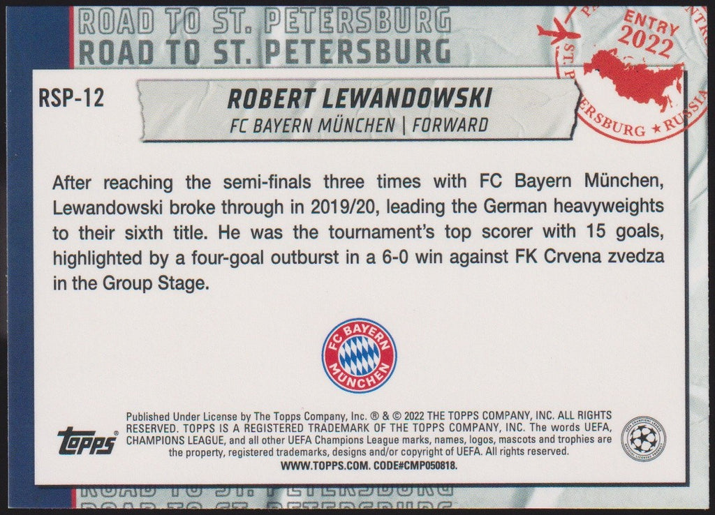 Topps Road 2021-22 Robert Lewandowski FC Bayern München Parallel – Bild 2