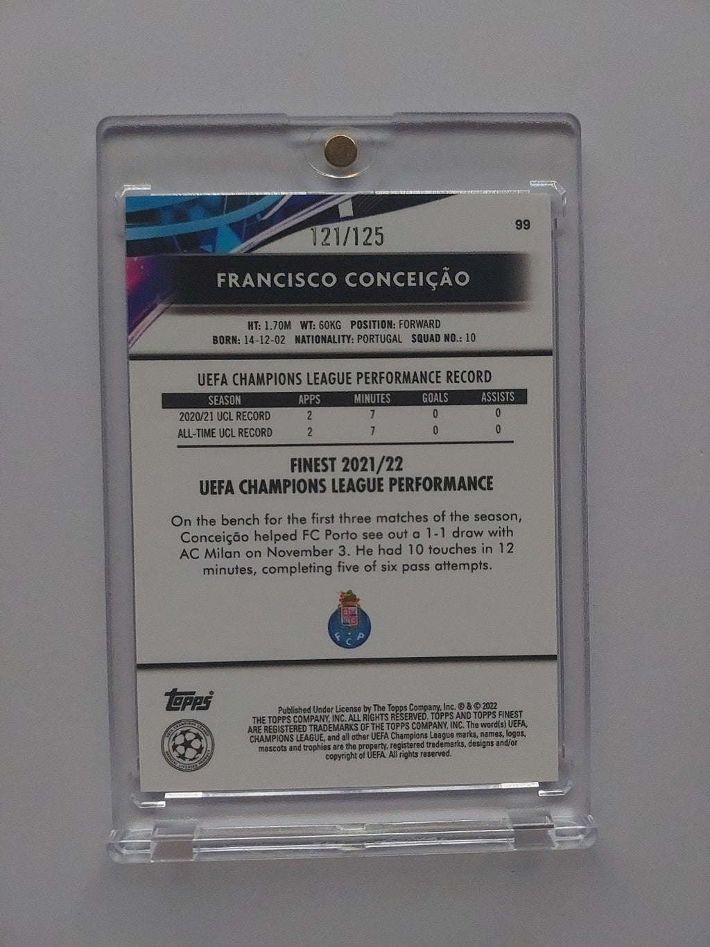 Topps UCC Finest 2021-22 Francisco Conceicao Porto Nummeriert 122/125 Parallel – Bild 2
