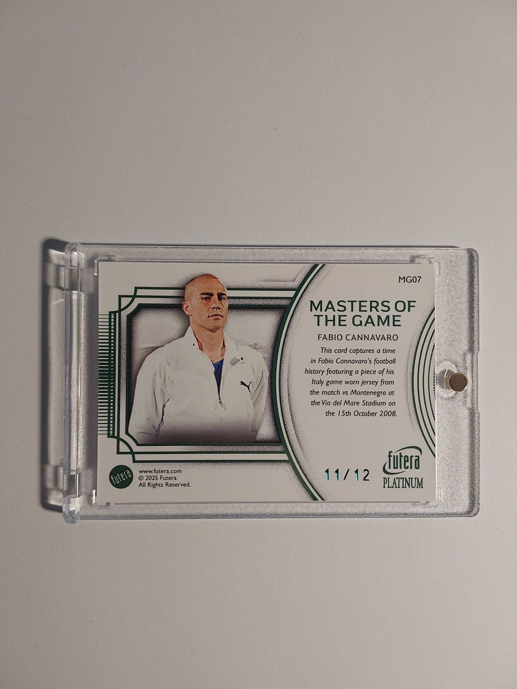 Futera Platinum 2025 Fabio Cannavaro Italien Juventus Patch Relic Parallel 11/12 – Bild 2