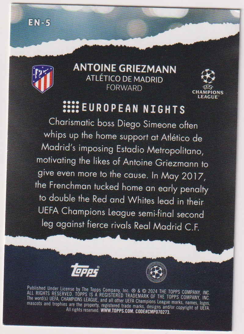 Topps European Nights 2023-24 Antoine Griezmann Atlético de Madrid Parallel Rare – Bild 2