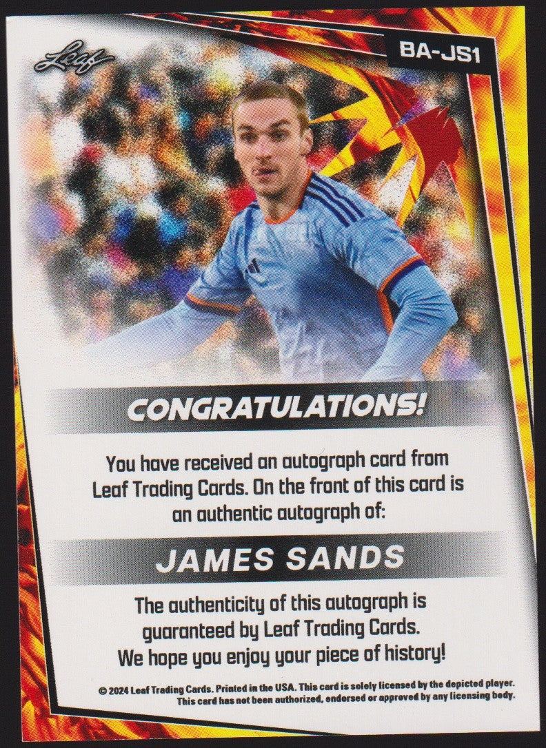 Leaf 2023-24 James Sands Auto New York City FC Parallel Rare #19 – Bild 2