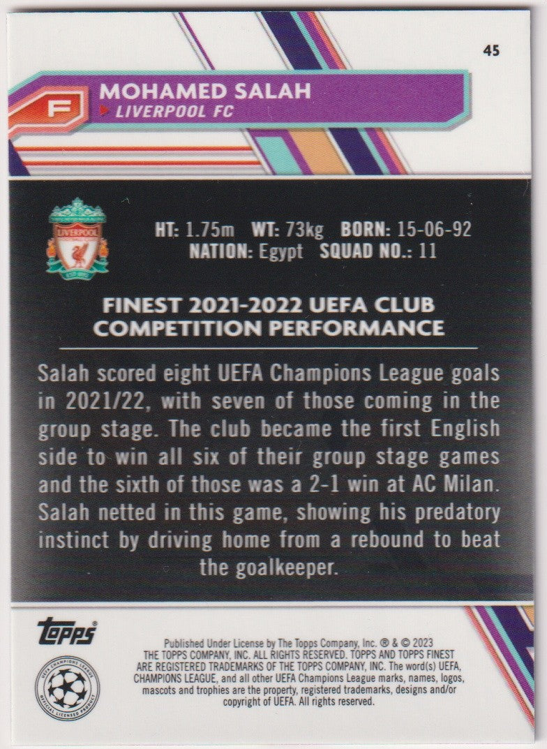 Topps Finest 2021-22 Mohamed Salah Liverpool FC Parallel Rare – Bild 2