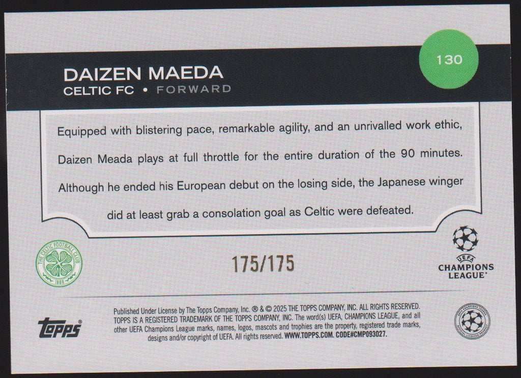 Topps Champions League 2024-25 Daizen Maeda Celtic FC Parallel 175/175 Rare – Bild 2